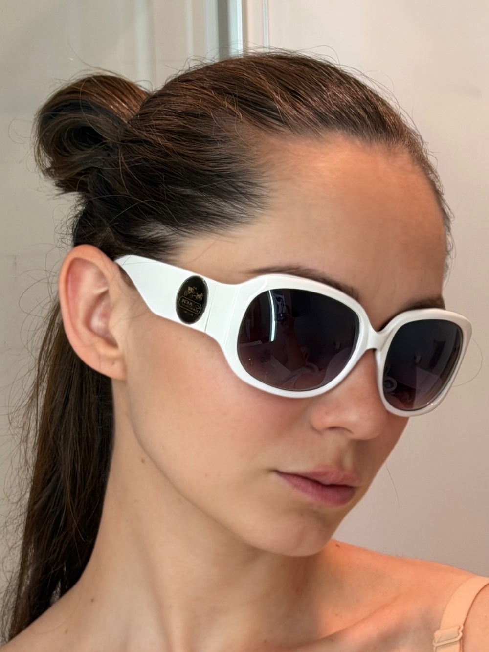 Y2K COACH Noreen White Sunglasses WOMENS